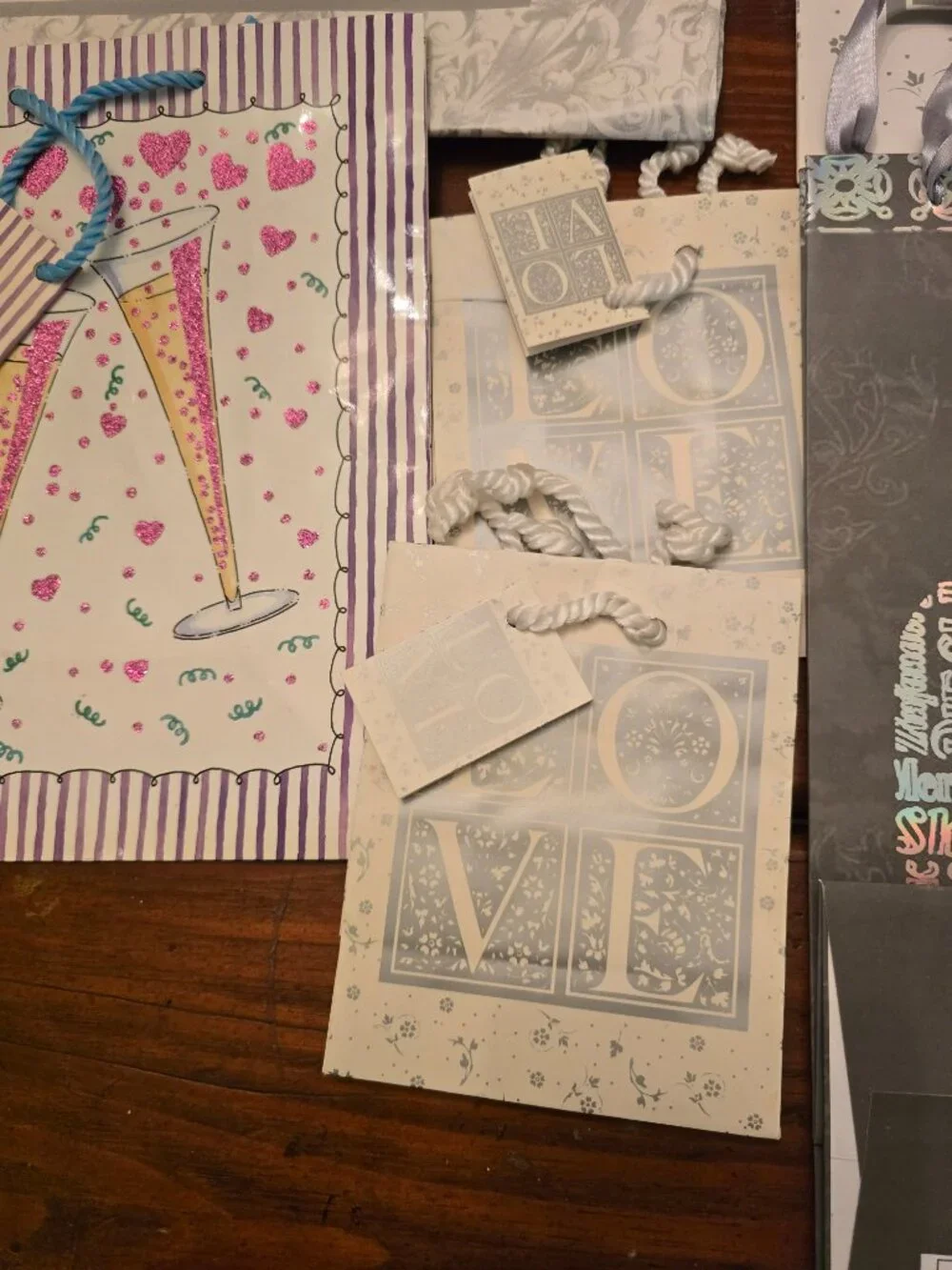 Gift Bags Lot of 9 Wedding Anniversary Love Wine Mini Medium Large